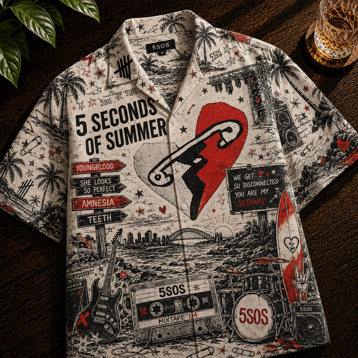 PREMIUM 5SOS HAWAIIAN SHIRT TTNL